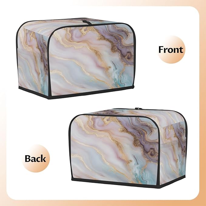 Marble Texture Gold Toaster Cover 4 Slice Dust and Fingerprint Protection Toaster Bread Maker Covers Washable Kitchen Small Appliance Covers for Kitchen Accessories Decor Bakeware Women Gift