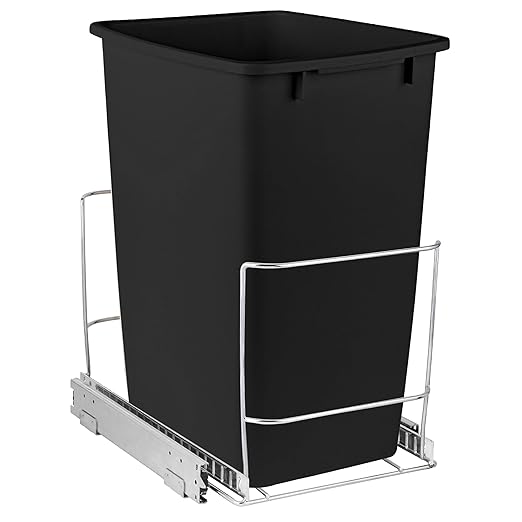 HOLDN’ STORAGE Pull Out Trash Can Under Cabinet, 7 Gallons Trash Can Included - Heavy Duty, Lifetime Limited Warranty - Install Length or Widthwise - 11.5" W Cabinet Opening Required - Chrome Finish