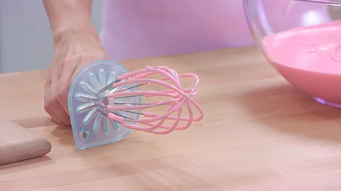 Whisk Wiper® - Wipe a Whisk Easily - Multipurpose Kitchen Tool, Made In USA - Includes 11" Stainless-Steel Whisk - Cool Baking Gadget, A Great Gift For Men and Women (Color: Aquamarine)
