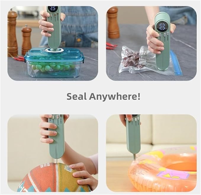 Vacuum Sealer, Mini Cordless Vacuum Sealer, Handheld Portable Rechargeable Snack Bag Sealing Machine with Air Pump, for Dry/Moist Food Storage with 10 Compression Bags