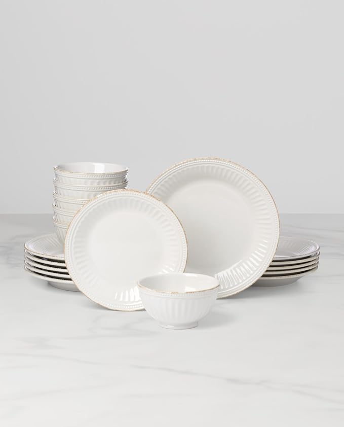 Lenox 899195 French Perle Groove 18-Piece Dinnerware Set, Service For 6