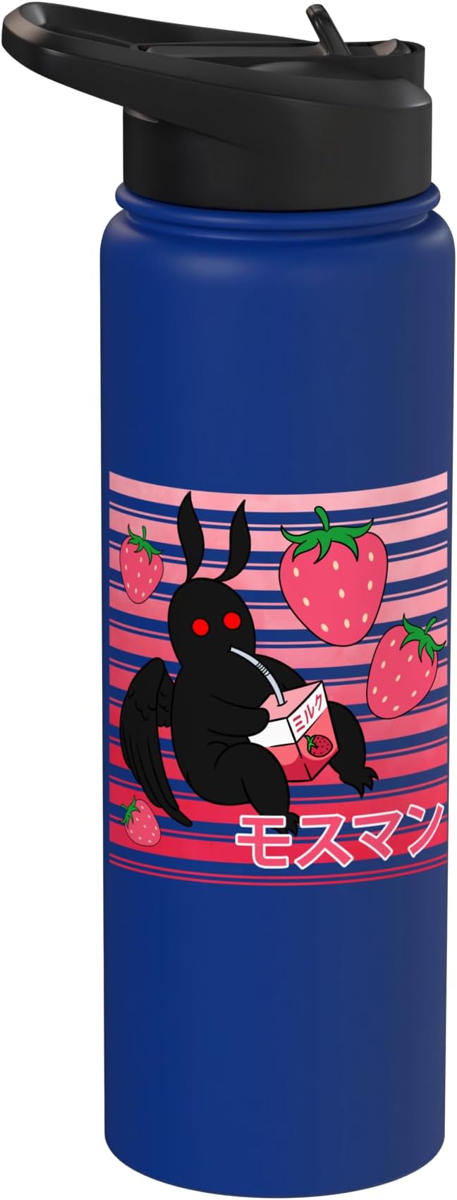 Mothman Kawaii Strawberry Milk Shake Carton Stainless Steel Insulated Water Bottle