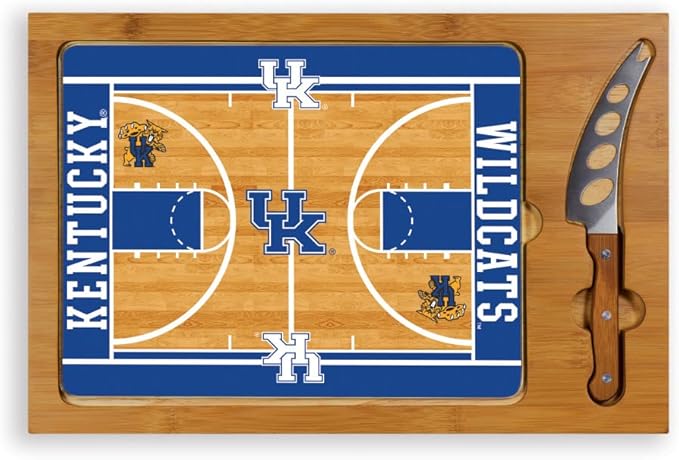 PICNIC TIME NCAA Icon Glass Top Cutting Board & Knife Set, Cheese Boards Charcuterie Boards, Serving Platter, (Parawood & Bamboo)