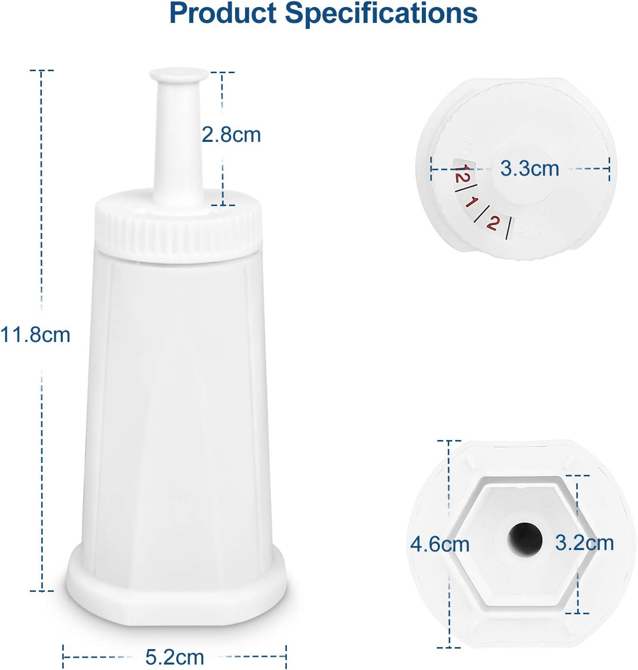 Filter - Replacement Water Filter Compatible with Breville Sage Claro Swiss For Oracle, Barista & Bambino - Compare to Part #BES008WHT0NUC1.(Pack of 2) (2) (2)