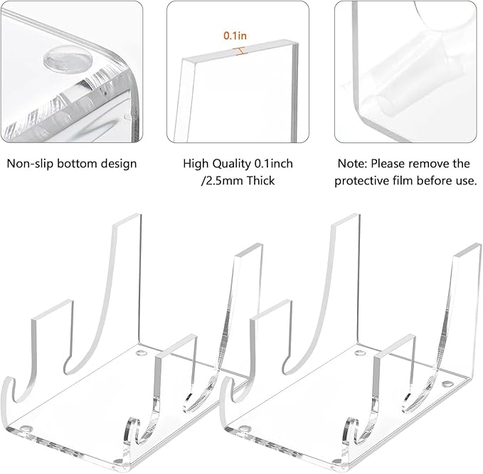4 Pcs Acrylic 2-Tier Plate Display Stand,Clear Dinnerware Holder for China Platters Kitchen & Cabinet Organizer Rack for Tableware Display (2-Tier)