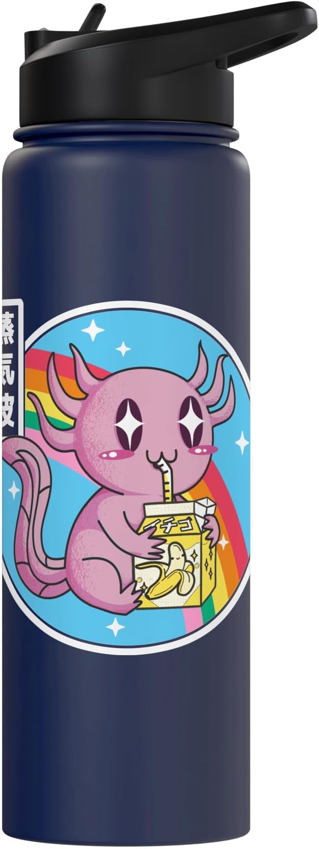 Axolotl Banana Milk Carton Kawaii Retro Rainbow Anime Stainless Steel Insulated Water Bottle