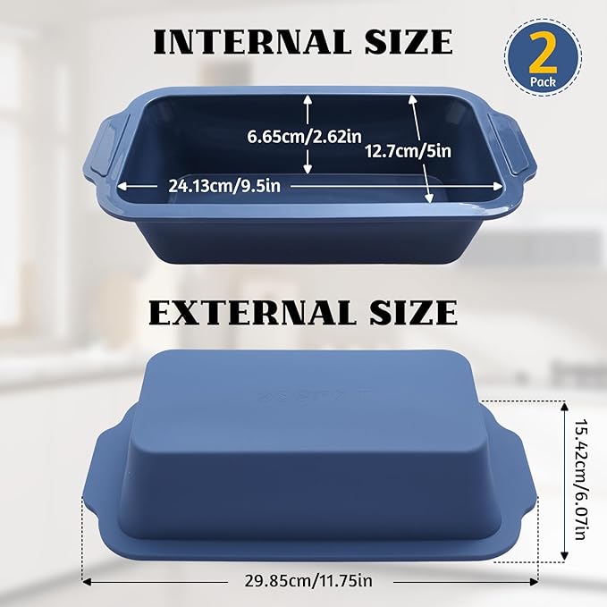 Bread Pan for Homemade Bread：9.5 x 5 Inch Silicone Loaf Pan for Baking with Metal Frame - Nonstick Banana Loaf Tin Tray for Sandwich Sourdough Pumpkin Sour Dough - for Oven Kitchen Home Bakers