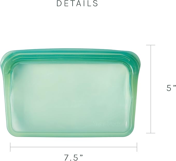 SnapPack Reusable Snack & Sandwich Bags, 2-Pack, 100% Pure Platinum Silicone, Dishwasher Safe, Heat‑Resistant, Freezer‑Safe and Sous‑Vide capable (Forest Green)