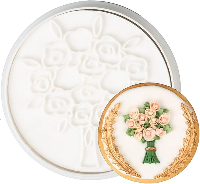 Flycalf Wedding Cookie Cutters with Plunger Stamps Bouquet Bridesmaid Bridal Shower Holiday PLA Cake Baking Accessories Cutter Molds for Kids Decorative Party 3" Kitchen Cake Supplies