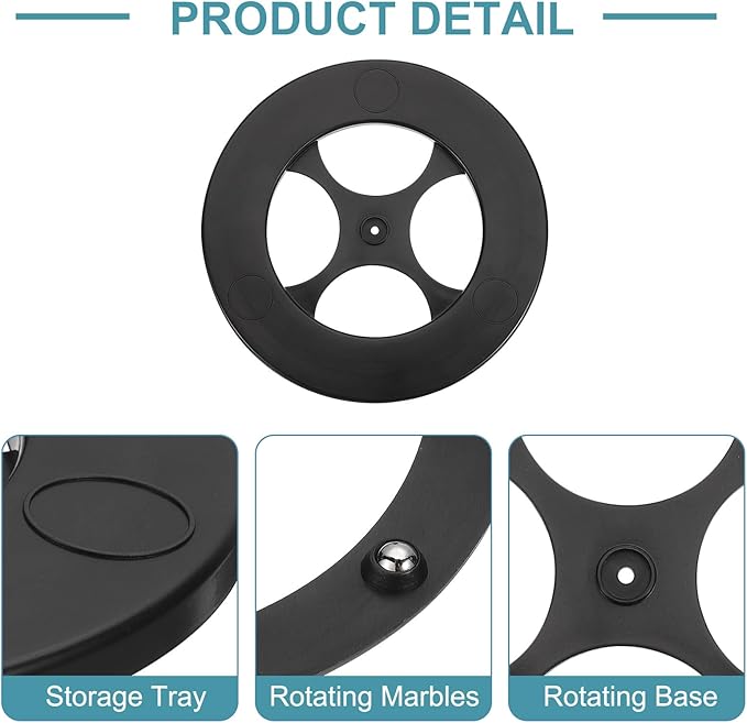 uxcell 4 Pcs Lazy Susan, 7 Inch Turntable Organizer 360 Degree Rotating Ball Bearing Turntable Organizer with Base for Kitchen Cabinet Pantry Organization and Storage, Black