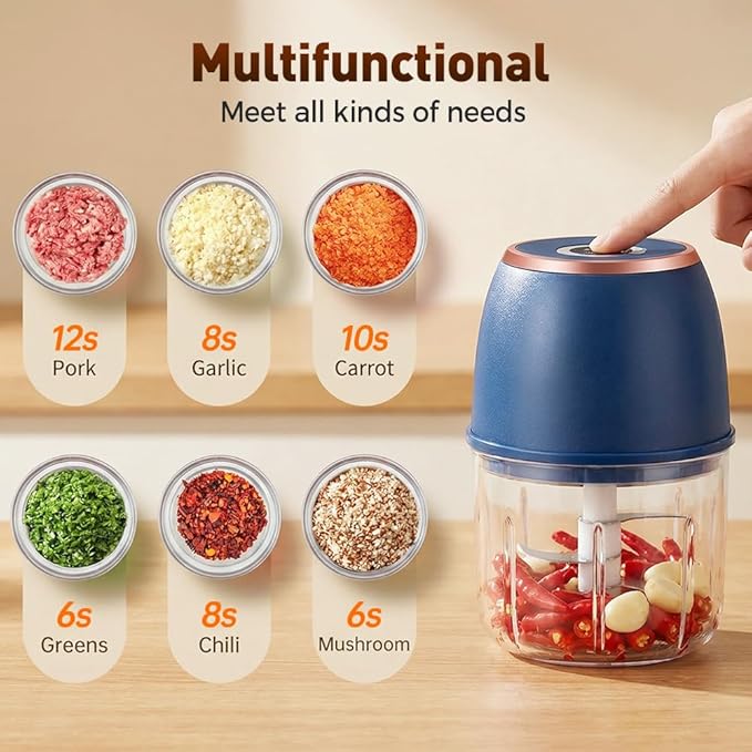 2026 New Electric Garlic Chopper,Vegetable Food Chopper,Mini Food Processor,Portable Rechargeable Cordless Chopper for Onion,Chili,Ginger,Nuts,Meat & Fruits 350ml (Dark green)