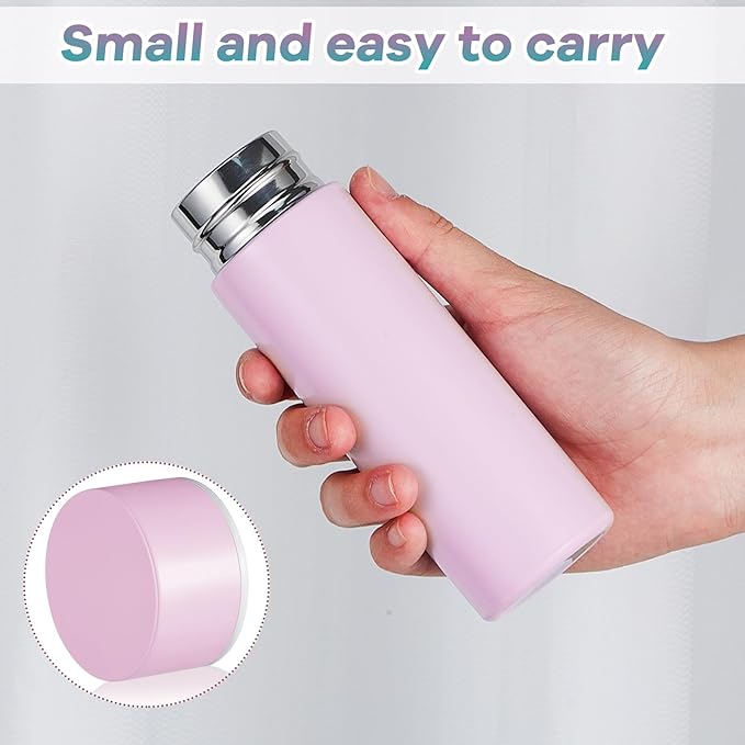 Irenare 5oz Mini Water Bottle Mini Insulated Stainless Steel Bottle Purse Water Bottle Cute Leak Proof Flask Keeps Drink Cold and Hot for Purse Women(Blue, Purple,2 Pieces)