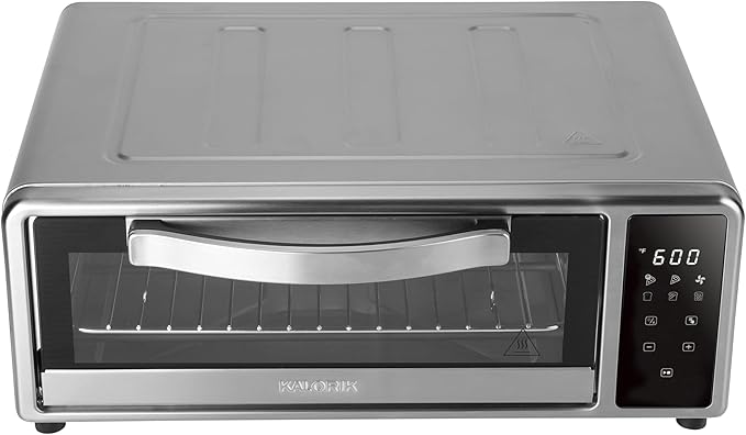 Kalorik MAXX Air Fryer Pizza Oven with Stone, Turbo-Heat Technology Up To 600F Featuring Touchscreen Controls with 6 Preset Functions Fits 12-Inch Pizzas, 1700-Watts, Stainless Steel