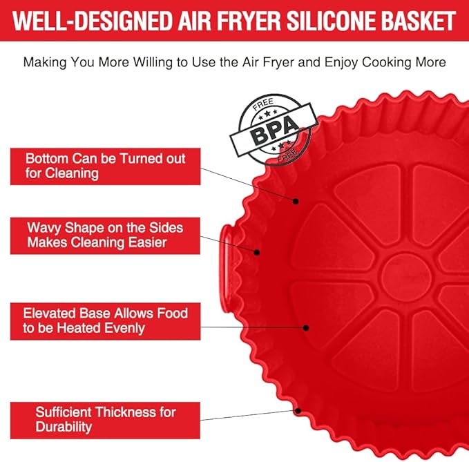 Silicone Liners for Ninja Air Fryer AF101/161/150, Compatible with COSORI/Gourmia/PowerXL/Instant Essentials/Fabuletta/Chefman/Dreo/Ultrean Air Fryer 3-5QT