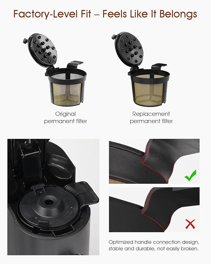 Permanent Coffee Filter for Ninja PB051 / PB040 / PB041ST - Compatible with Ninja Pods & Grounds Coffee Maker - Reusable Gold 304 Stainless Steel Mesh - Eco-Friendly Coffee Pod Accessory (1, Black)