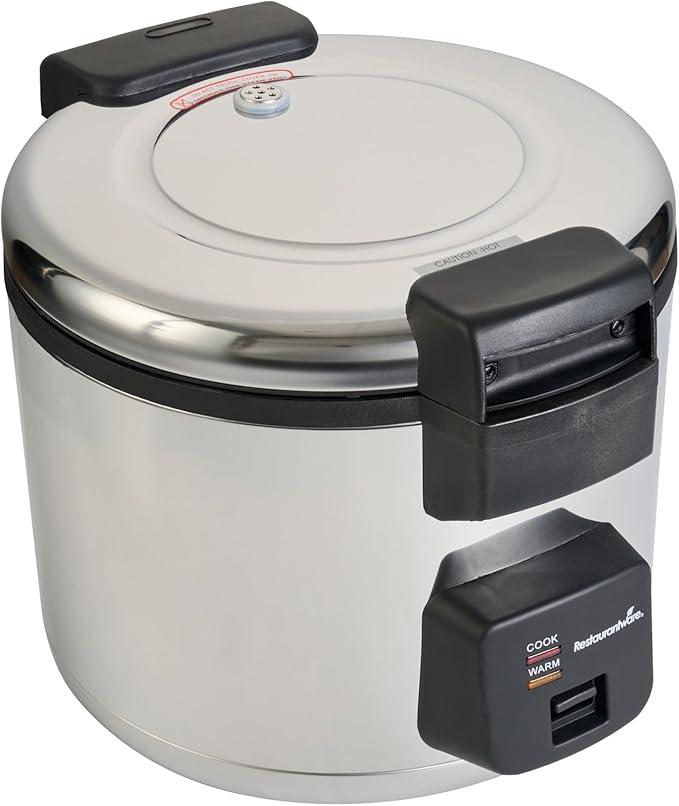 Restaurantware Commercial Rice Cooker 70 Cup Heavy-Duty Steel Industrial Rice Warmer With Nonstick Interior Black Ideal For Catering And Buffet Use