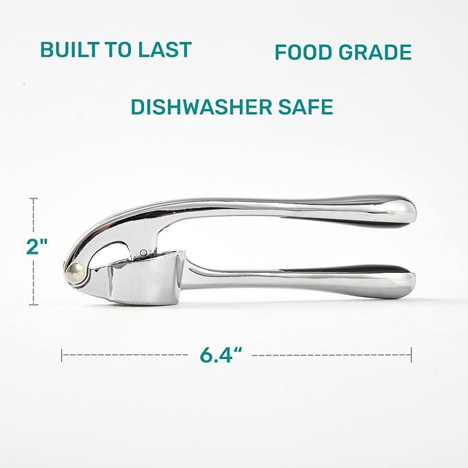 Garlic Press, Premium Rust Proof Kitchen Garlic Mincer Crusher Squeezer with Ergonomic handle, Ginger Crusher with Good Grip, Easy to Clean, Dishwasher Safe
