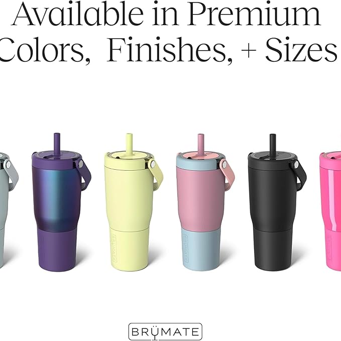 BrüMate Resa 25oz 100% Leakproof Travel Tumbler w/Handle & Straw | Flexible SoftSip Straw | Silicone Sleeve for Durability | Stainless Steel | Cup Holder & Travel Friendly Water Bottle (Violet Crush)