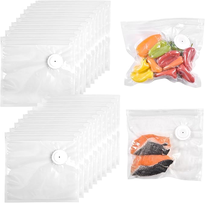 Vacuum Sealer Bags, Double Zipper Seal BPA Free Microwaveable Vacuum Storage Bag for Food