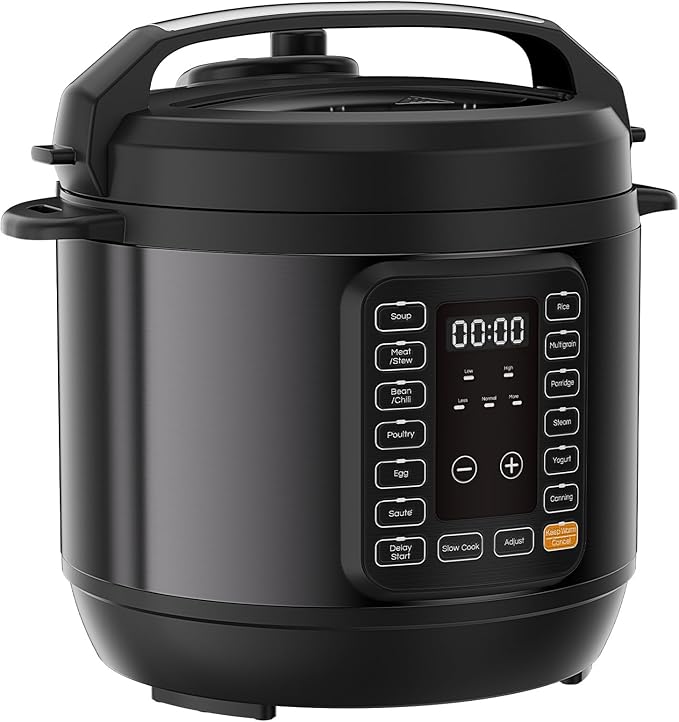 Sweetcrispy 16-in-1 Electric Pressure Cooker 6QT, 12-Preset Multi Cookers with Ceramic Pot, Slow Cook Rice Steamer Sauté Soup Yogurt Maker and More, Recipe Book
