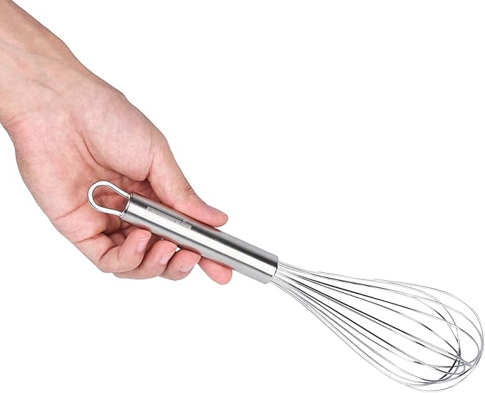 Restaurantware-German Standard 10.6 Inch French Whisk, 1 Dishwashable Kitchen Wire Whisk - Ergonomic Handle, Durable, Stainless Steel French Whip, For Blending, Stirring, Mixing Of Ingredients