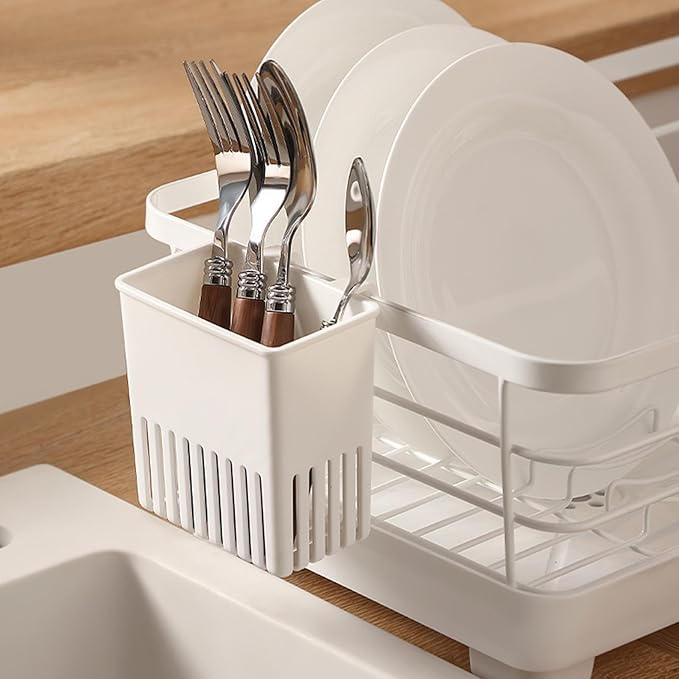Cutlery Drying Rack - Utensil Drainer | Cutlery Drainer for Sink | Drying Rack Holder | Kitchen Drying Basket | Spoon Knife and Fork Storage Basket | Silverware Holder and Cutlery Drainer for Spoons
