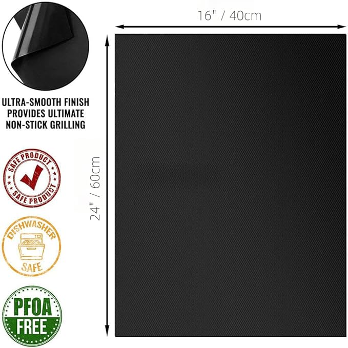 Teflon Mats Large Reusable Non Stick for Toaster Ovens, Dishwasher Safe, Oven Mat for Bottom of Oven (16" x 24", 6 Pack)