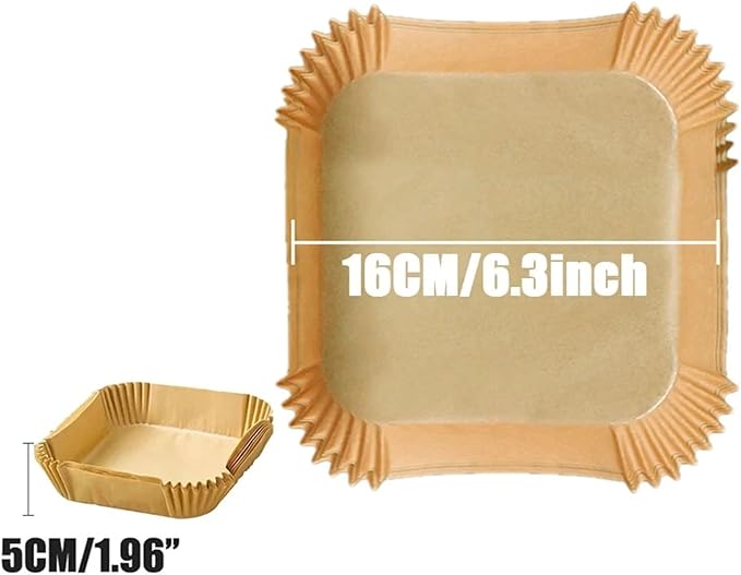 Large Air Fryer Disposable Paper Liners Nonstick 23cm Oven Airfryer Parchment Baking Paper ，Compatible For Ninja，Compatible For COSORI ，Grill Cooking Basket(16cm square,50PC)