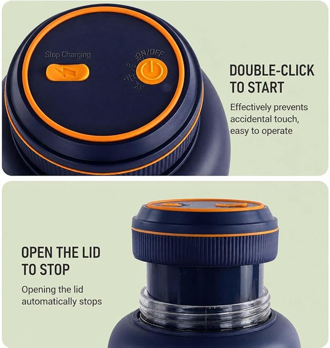 Portable Electric Juicer Cup with Zero Cord Hassle,Wireless Personal Juicer Cup USB Rechargeable Blender,38-Blades,Quiet Operation, Leakproof Lid,40 Seconds,for Shakes and Smoothies (Blue-28 Oz)