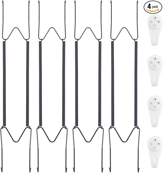 Bilillo 4 Pack Plate Hangers for The Wall, Suitable for 16''-20'' Decorative Plate,Invisible Heavy Duty Wire Plate Holder with Wall Hooks, Plate Hangers for Displaying Plates, Platter, Dish (Black)