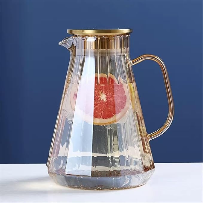 GLigeT Iced Tea Pitcher Household Large Capacity Glass Water Kettle, Creative Drinkware Pitcher for Cold Water, Juice, Milk, Coffee, Tea Pot, 1.5L Or 1.8L Water Jug(Small)