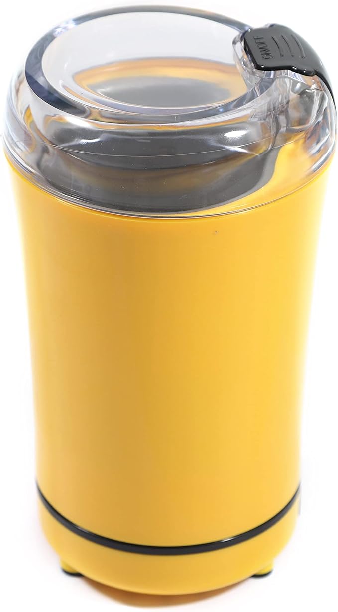 Electric Coffee Grinder, 150W Small Spice Grinder with Stainless Steel Blade, 50g Capacity One-Touch Mill for Coffee Beans, Pepper, Herbs, Nuts (Yellow)