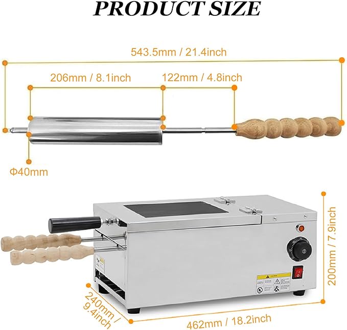 Cake Pop Roller Machine, Chimney Cake Roll Oven Machine 110V 220V Electric Chimney Roll Cake Maker, 2pcs/Time Ice Cream Cone Oven Machine,110V