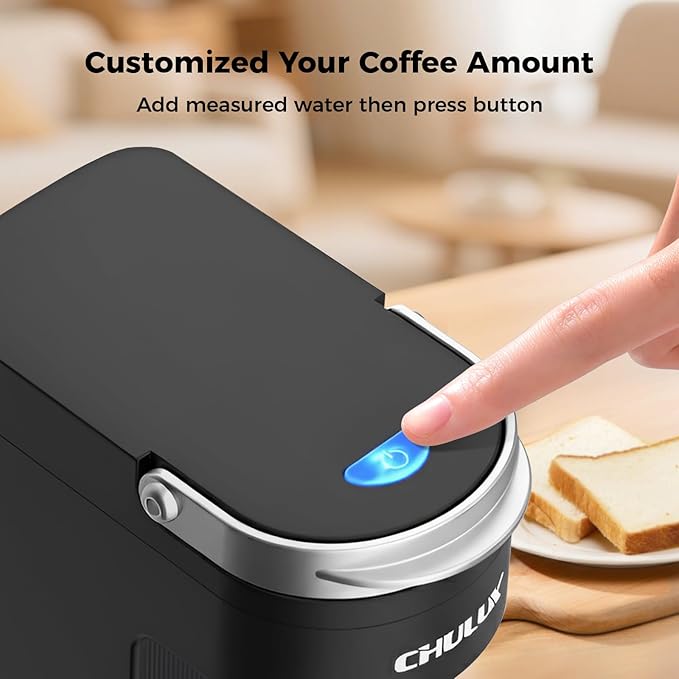 CHULUX Slim Single Serve Coffee Maker for K Cup Pod, Compact Portable Coffee Machine for Dorm, RV, Office and Travel, Matte Black