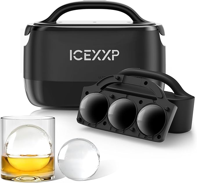 Whiskey Clear Ice Cube Maker, 2.5" Crystal Round Clear Ice Ball Maker for Freezer, 7 Cavity Large Sphere Whisky Ice Maker Circle for Cocktail Bourbon Scotch Brandy, Premium Gift for Lover