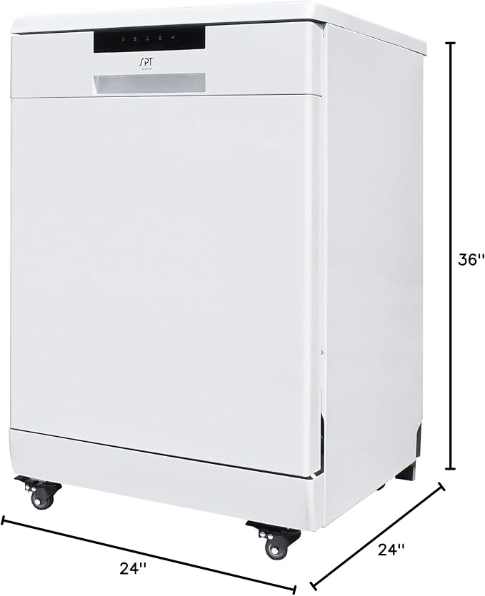 SPT SD-6513WA 24″ Wide Portable Dishwasher with ENERGY STAR, 6 Wash Programs, 10 Place Settings and Stainless Steel Tub – White