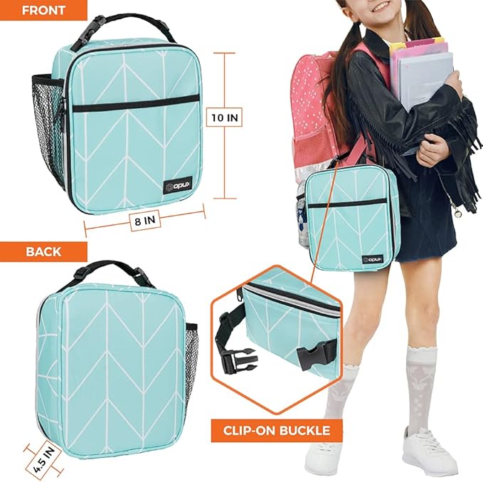 opux Premium Insulated Lunch Box, Soft School Lunch Bag for Kids Boys Girls, Leakproof Small Lunch Pail Men Women Work, Reusable Compact Cooler Tote Lunchbox for Office Adult, Teal