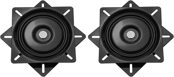 uxcell 2Pcs 8" Bar Stool Swivel Replacement, 360° Rotation Lazy Susan Turntable, Square Semi-Ball Bearing Seat Swivel Base Mount Plate for Recliner Chair or Table, Black (200x2mm)