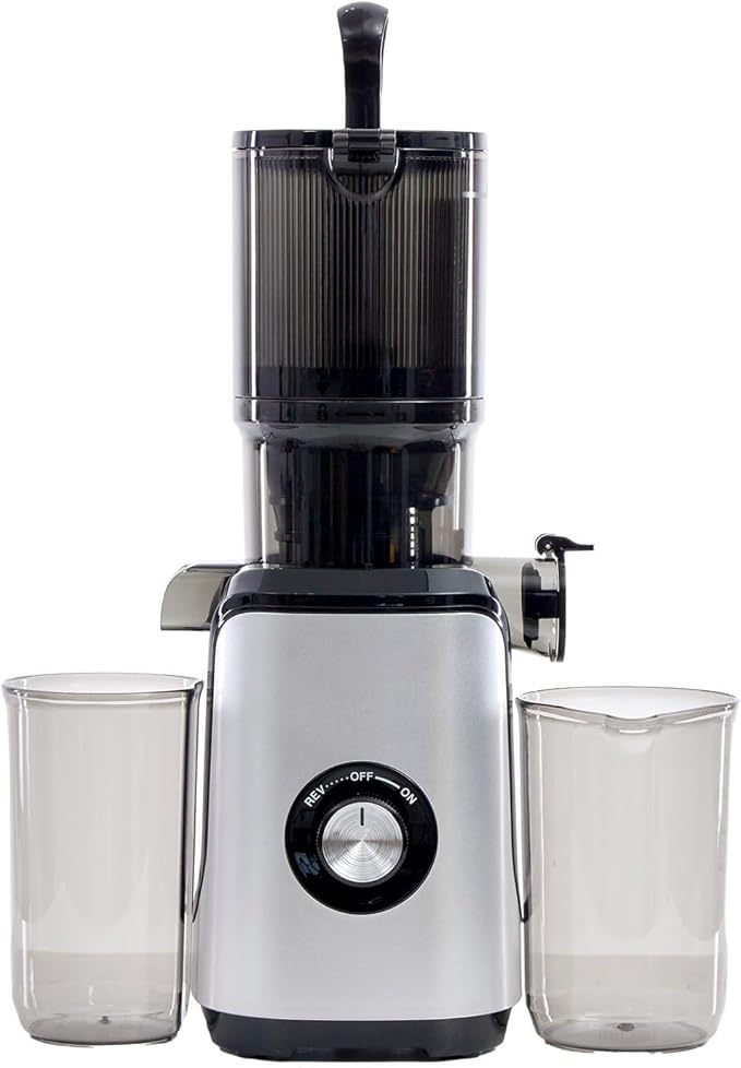 Cold Press Juicer, 92% High Nutrient Retention Slow Masticating Juicer with Wide 4.25" Chute & Reverse Function, Low Heat Oxidation, Easy Clean Quiet Motor, Silver