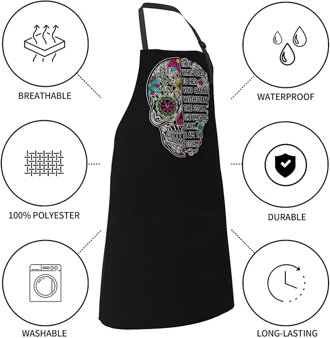 Men Women Apron, Adjustable Neck with 2 Pockets - Chef Apron for Cooking - Mom Dad Gift for Christmas, Birthday