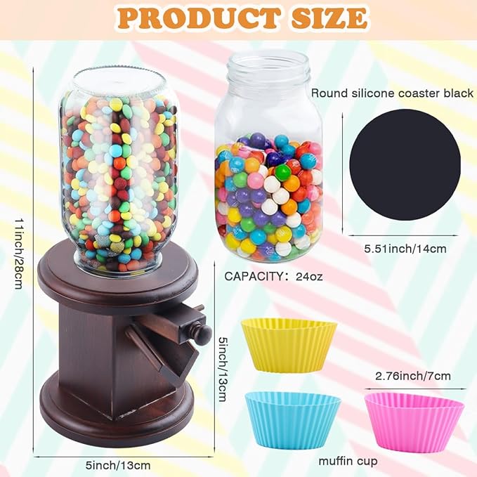 Wooden Candy Dispenser, Cereal Dispenser Countertop, Candy Containers & Storage, Versatile Snack Storage Machine, Suitable for Candy Bean, Cereal, M&M's, Peanuts