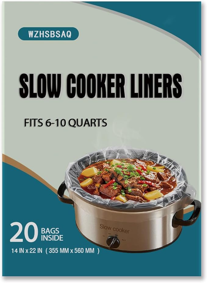 Slow Cooker Liners, 20-Pack Cooking BagsOversized Disposable Pot Liner Plastic Bags, Fits 6QT to 10QTFor Slow Cooker Cooking Tray, 14-Inch x 22-Inch, 20 Liners (20)