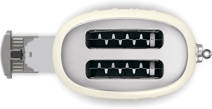 SMEG 2 Slice Toaster with 6 Presets and Defrost Function and Removable Crumb Tray (Cream)