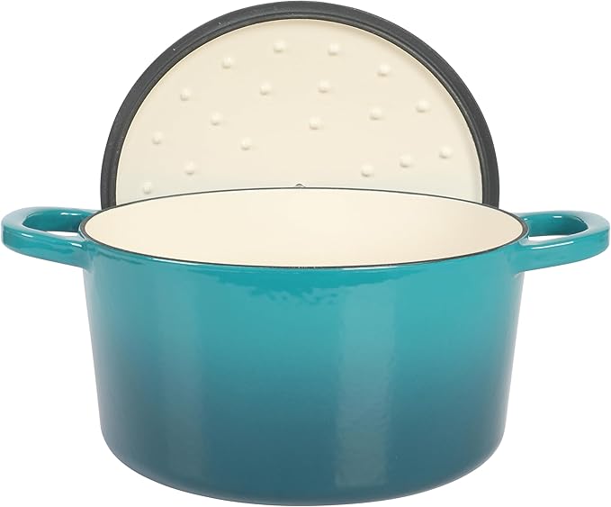 Crock-Pot Artisan 7-Quart Round Dutch Oven – Teal Ombre, Enameled Cast Iron Oven Safe Cookware