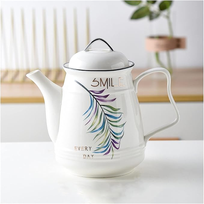 GRFIT Carafe Ceramic Cold Kettle with Handle Large Capacity Filter Teapot Teapot Home High Temperature Resistant Jug with Lid (170g) Water Pitcher (Color : Brass)