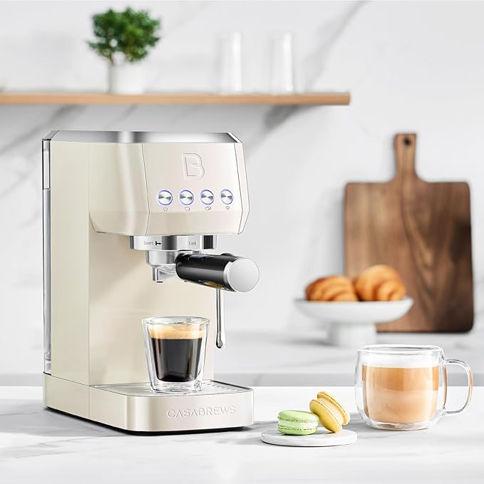 CASABREWS 3700 Essential Espresso Machine 20 Bar, Stainless Steel Coffee Maker with Steam Milk Frother, Espresso Coffee Machine Cappuccino Latte Machine with 43.9oz Removable Water Tank, Creamy
