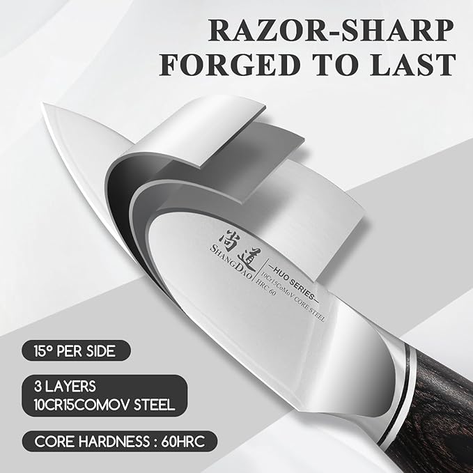 SHANGDAO 3.7 inch Paring Knife, 3 Layers VG10 Alloy Steel Fruit Vegetable Peeling Knives, Pakkawood Handle, Razor Sharp Small Kitchen Knife with Gift Box