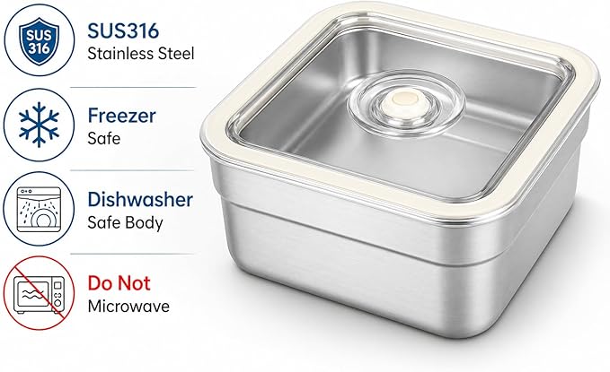 Vacuum Sealed Food Storage Container with Air Valve (1600ml)，Works With Handheld Vacuum Sealer Machine(Vacuum Sealer Not Included)