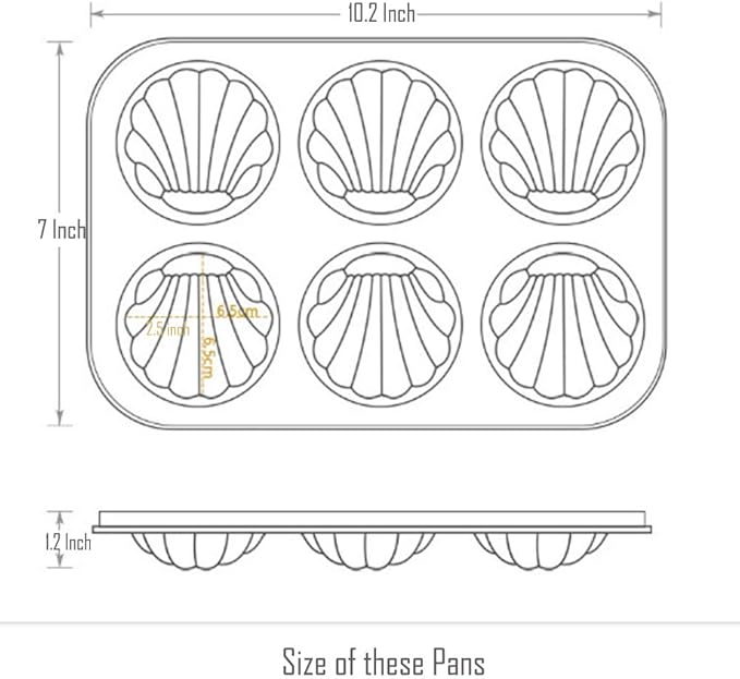 Webake Non-stick Madeleine Pans Carbon Steel Cake Pan French Dessert Mold Spherical Scallop Madeline Bakeware 2 Pack Set