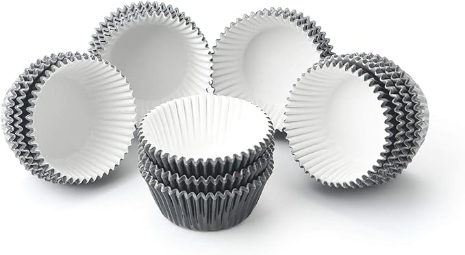 Gifbera Mini Black Foil Cupcake Liners Wrappers Metallic Baking Cups for Baby Shower Holiday Party, 300-Count